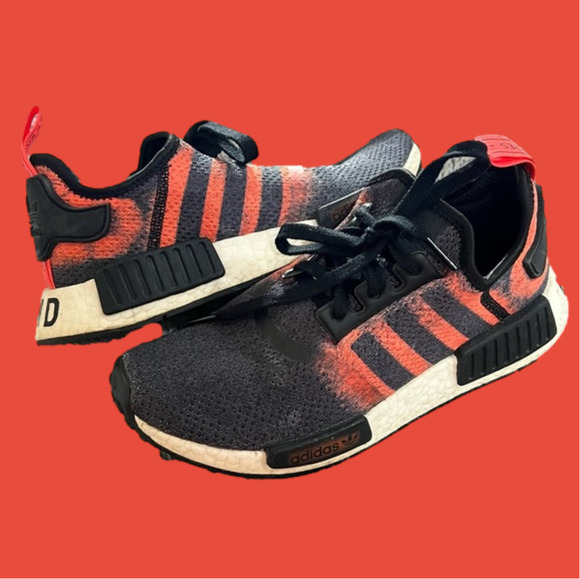 Adidas NMD R1 Stencil Pack Red Youth Boy Grade School Activewear Running Shoes - Picture 3 of 12